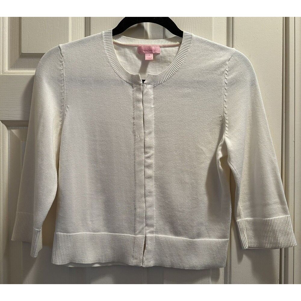 Lilly Pulitzer Girls Sweater Cardigan Resort White Size M Hook And Eye Closure